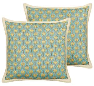 2 poduszki dekoracyjne bawełniane wielokolorowe wzór w kwiaty 45x45 cm Wakegi Beliani