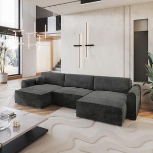 Masseno Narożnik FENTO z funkcją spania i pojemnikiem na pościel Narozniki U, Rozkładana sofa - Czarny, MONOLITH 95