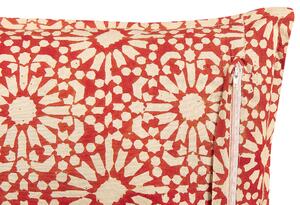 2 poduszki dekoracyjne czerwone kremowe bawełniane wzór geometryczny 45 x 45 cm Ceiba Beliani