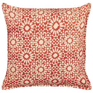 Poduszka dekoracyjna czerwona kremowa bawełniana wzór geometryczny 45 x 45 cm Ceiba Beliani