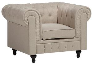 Klasyczny zestaw wypoczynkowy duża sofa fotel pikowany beżowy Chesterfield Beliani