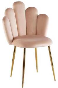MebleMWM Krzesło muszelka beżowe DC-1800 Złote nogi, Welur, Glamour