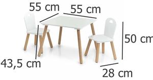 Zestaw mebelków dla dzieci Scandi, 2 krzesła + stolik,meble dla dzieci ZELLER