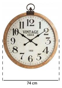 Zegar ścienny VINTAGE, drewno, Ø74 cm
