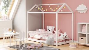Dziecięce łóżko domek drewniane białe 160x80 cm