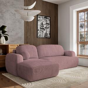 Masseno Narożnik MODENZA z funkcją spania i pojemnikiem na pościel Narozniki L, Rozkładana sofa - Wrzosowy, POSO 130