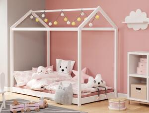 Dziecięce łóżko domek drewniane białe 160x80 cm