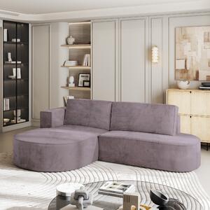 Masseno Narożnik CORTIO z funkcją spania i pojemnikiem na pościel Narozniki L, Rozkładana sofa - Wrzosowy, MONOLITH 62