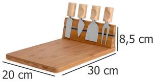 Bambusowa deska do serów i przekąsek + 4 noże