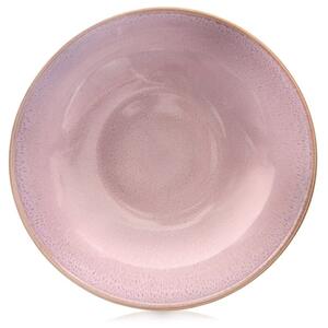 Talerz obiadowy głęboki ceramiczny różowy GLAZE 21 cm