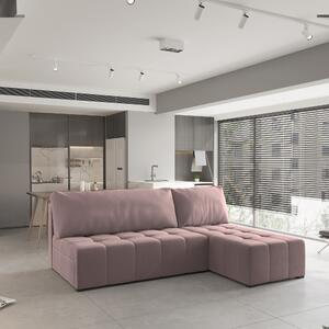 Masseno Narożnik DOMIRA z funkcją spania i pojemnikiem na pościel Narozniki L, Rozkładana sofa - Pudrowy róż, KRONOS 27