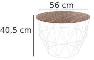 Stolik kawowy okrągły w stylu loft, z drewnianym blatem