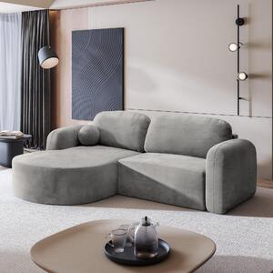 Masseno Narożnik AMILIA z funkcją spania i pojemnikiem na pościel Narozniki L, Rozkładana sofa - Jasnoszary, MONOLITH 84