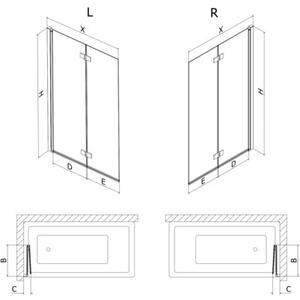 Mexen Mist parawan nawannowy 2-skrzydłowy prawy 140 x 150 cm, czarna kratka, czarny - 8A9-140-002-70-77-P