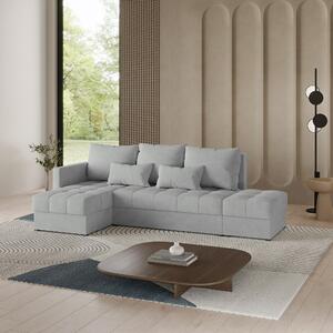 Masseno Narożnik LUMARI z funkcją spania i pojemnikiem na pościel Narozniki L, Rozkładana sofa - Jasnoszary, PAROS 05