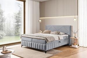 Łóżko kontynentalne Wasil 180x200 z pojemnikami - popielaty welur hydrofobowy Element 24