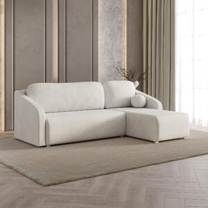 Masseno Narożnik MARELLO z funkcją spania i pojemnikiem na pościel Narozniki L, Rozkładana sofa - Kremowy, NEVE 02