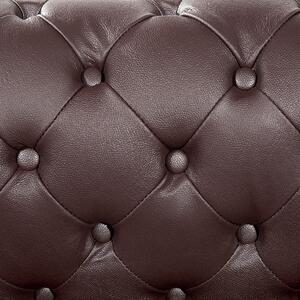 Nowoczesna sofa 3-osobowa skórzana pikowana brązowa Chesterfield Beliani