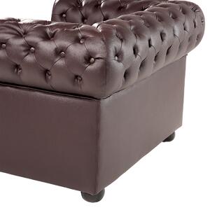 Klasyczny zestaw wypoczynkowy sofa fotel pikowany skóra brązowy Chesterfield Beliani