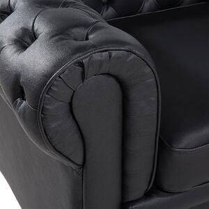 Nowoczesny fotel skórzany pikowany czarny Chesterfield Beliani