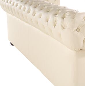 Nowoczesna sofa 3-osobowa skórzana pikowana beżowa Chesterfield Beliani