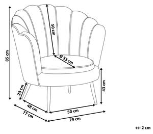 Fotel welurowy złoty kształt muszli czarne metalowe nogi Lovikka Beliani