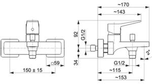 Bateria wannowa natynkowa KFA ARMATURA Malaga 4524-010-44 Biały