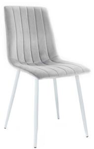 Krzesło tapicerowane Alan III szare nogi białe welur