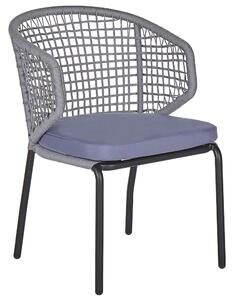 Zestaw mebli ogrodowych 2 krzesła stolik czarna metalowa rama drewno szary Palmi Beliani