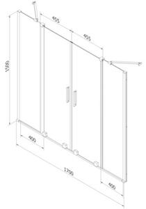 Mexen Velar Duo parawan nawannowy 2-skrzydłowy rozsuwany 170 x 150 cm, szron, miedź szczotkowana - 896-170-000-32-65