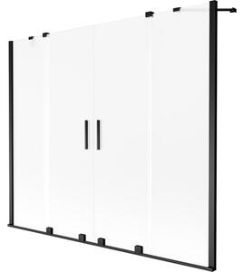Mexen Velar Duo parawan nawannowy 2-skrzydłowy rozsuwany 190 x 150 cm, szron, czarny - 896-190-000-32-70