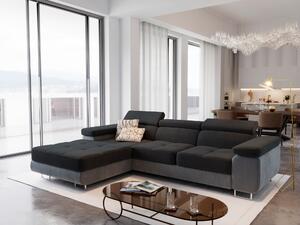 Masseno Narożnik ELMA z funkcją spania i pojemnikiem na pościel Narozniki L, Rozkładana sofa - Czarny, MONOLITH 95 + MONOLITH 84