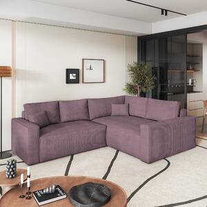 Masseno Narożnik ERONIS z funkcją spania i pojemnikiem na pościel Narozniki L, Rozkładana sofa - Wrzosowy, POSO 130