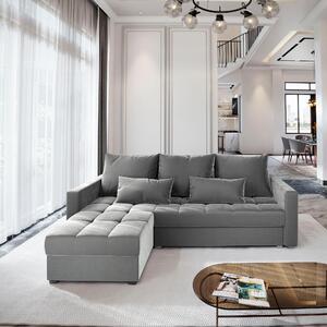 Masseno Narożnik KOS PIK z funkcją spania i pojemnikiem na pościel Narozniki L, Rozkładana sofa - Jasnoszary, PAROS 05