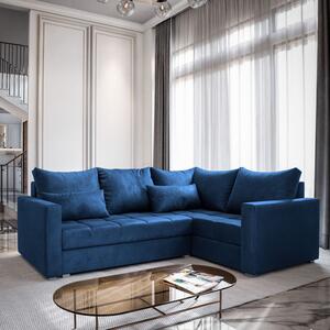 Masseno Narożnik LIRENO z funkcją spania i pojemnikiem na pościel Narozniki L, Rozkładana sofa - Niebieski, KRONOS 09