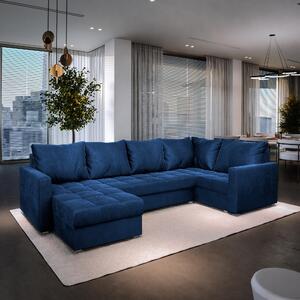 Masseno Narożnik LORIVO z funkcją spania i pojemnikiem na pościel Narozniki U, Rozkładana sofa - Niebieski, KRONOS 09