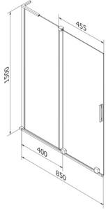 Mexen Velar L parawan nawannowy 2-skrzydłowy rozsuwany 85 x 150 cm, transparent, czarny - 896-085-003-01-70