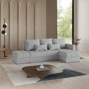Masseno Narożnik LUMARI z funkcją spania i pojemnikiem na pościel Narozniki L, Rozkładana sofa - Jasnoszary, PAROS 05