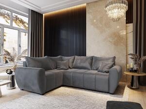 Masseno Narożnik MADISON z funkcją spania i pojemnikiem na pościel Narozniki L, Rozkładana sofa - Szary, PAROS 06