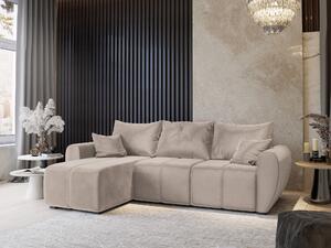 Masseno Narożnik MADISON z funkcją spania i pojemnikiem na pościel Narozniki L, Rozkładana sofa - Beżowy, PAROS 02