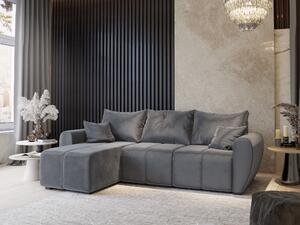 Masseno Narożnik MADISON z funkcją spania i pojemnikiem na pościel Narozniki L, Rozkładana sofa - Szary, PAROS 06