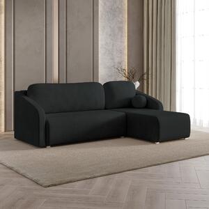 Masseno Narożnik MARELLO z funkcją spania i pojemnikiem na pościel Narozniki L, Rozkładana sofa - Czarny, NEVE 100