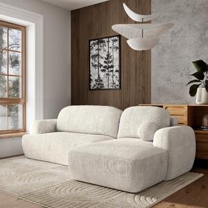 Masseno Narożnik MODENZA z funkcją spania i pojemnikiem na pościel Narozniki L, Rozkładana sofa - Kremowy, POSO 100