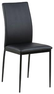 OXM Nowoczesne tapicerowane krzeso do jadalni Girona skórapoliuretan czarny BL08 / metal czarny malowany proszkowo 43,5 x 92 x 53 cm