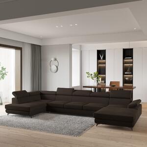 Masseno Narożnik MONTIVA z funkcją spania i pojemnikiem na pościel Narozniki U, Rozkładana sofa - Brązowy, MONOLITH 29