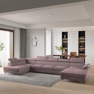 Masseno Narożnik MONTIVA z funkcją spania i pojemnikiem na pościel Narozniki U, Rozkładana sofa - Wrzosowy, MONOLITH 62
