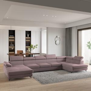 Masseno Narożnik MONTIVA z funkcją spania i pojemnikiem na pościel Narozniki U, Rozkładana sofa - Wrzosowy, MONOLITH 62