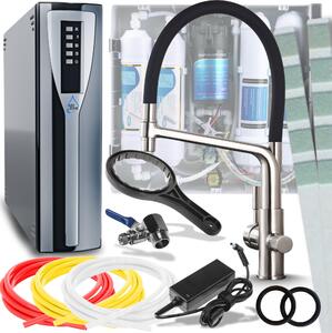 Bateria kuchenna trójdrona Ari Flexible z wycigan i obrotow wylewk 360, inox, do filtra wody