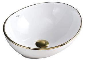 Umywalka nablatowa HYDROSAN LUMO-WH-GL-405 Owalny Biały + Złoty pasek