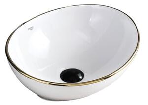 Umywalka nablatowa HYDROSAN LUMO-WH-GL-405 Owalny Biały + Złoty pasek